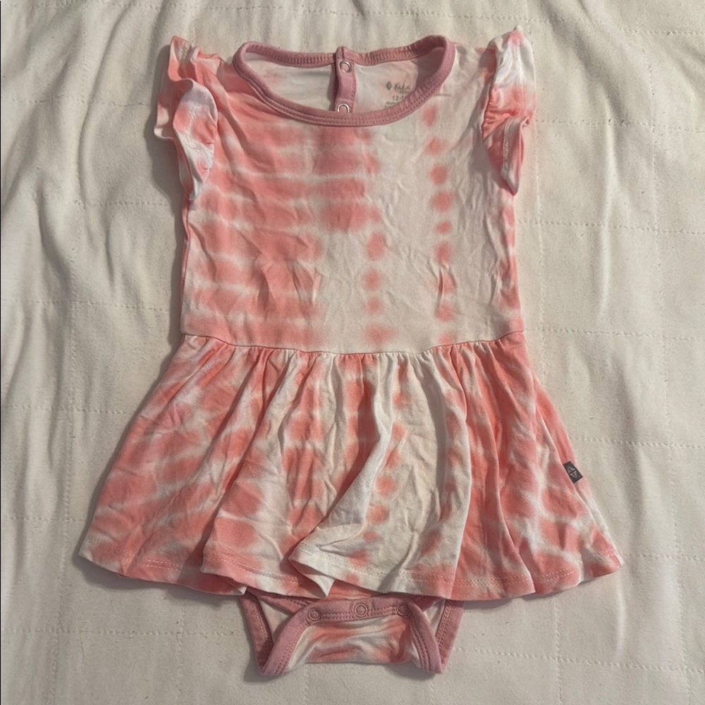 Kyte baby crepe riptide -Pink and White Tie-Dye Baby bodysuit dress